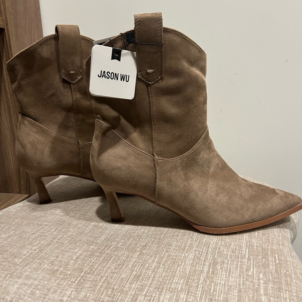Jason Wu Women's Western Brown Suede Heeled Boots - Picture 1 of 6